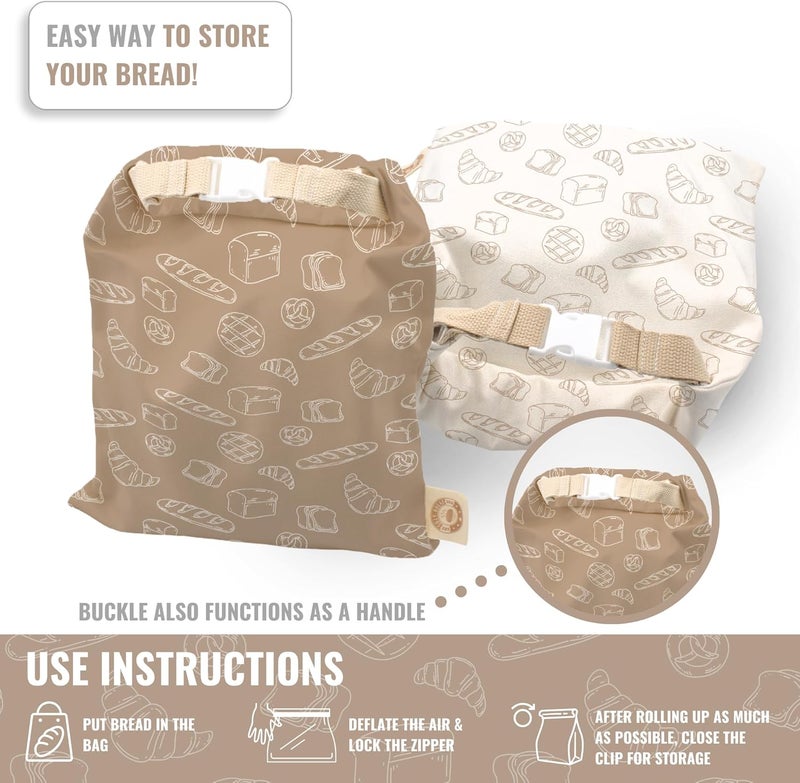 Cozy Bread ® Reusable Bread Bag Set for Home Bakers | USA Brand | Charming Designs (Bread) - Image 4